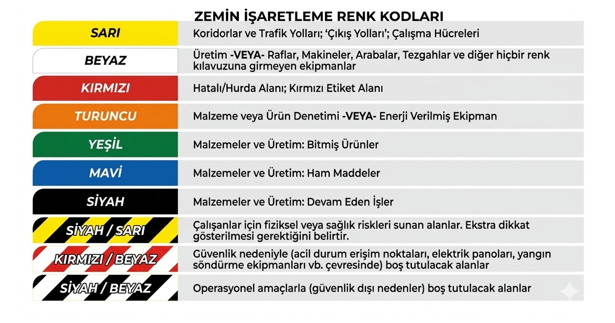5s çizgi renk standartları